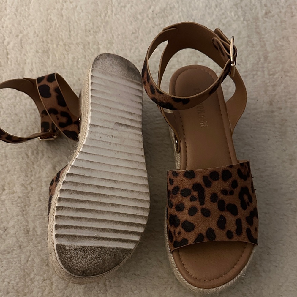 Leopard Print Platform Sandals - image 2